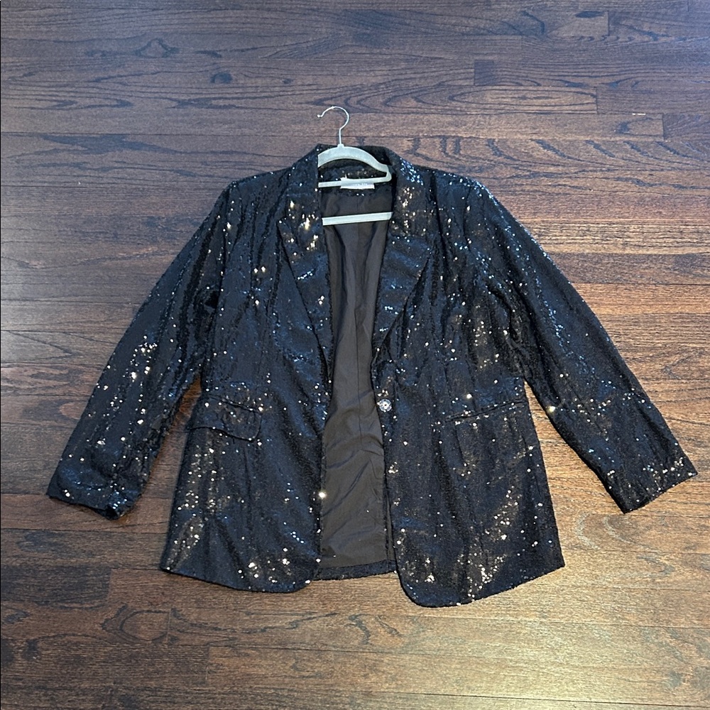Blue B Collection Women’s Sequin Black Blazer Jacket Size Large